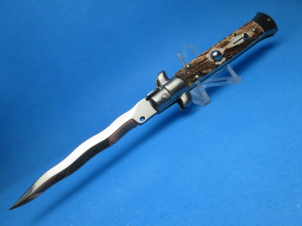 Frank Beltrame 9" Stag Horn Kriss Switchblade - Image 3