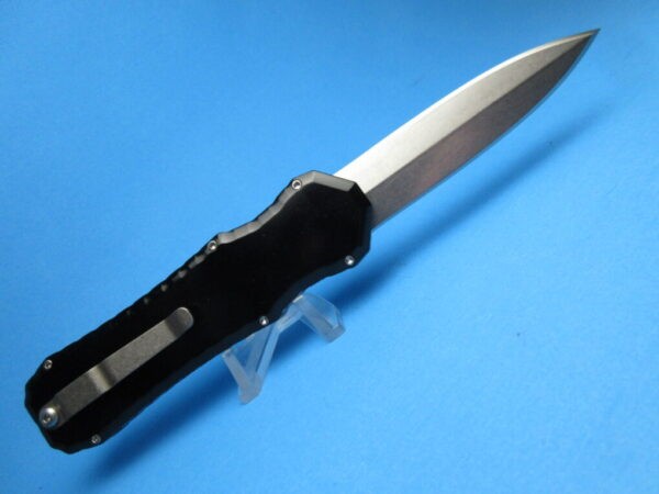 PIRANHA EXCALIBUR BLACK HANDLE STONEWASHED BLADE OTF - Image 4