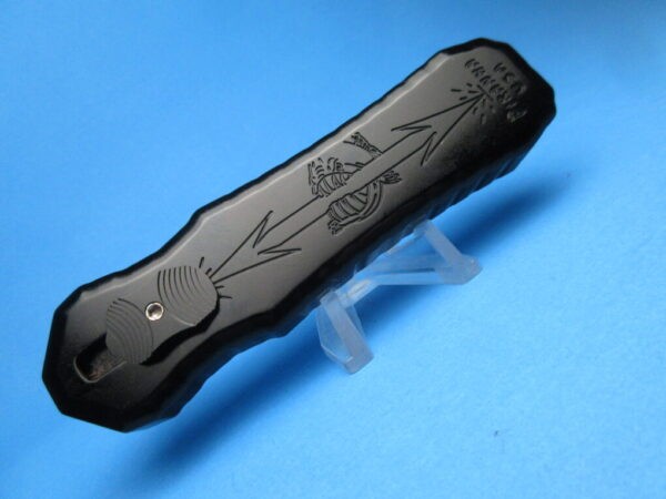 PIRANHA EXCALIBUR BLACK HANDLE STONEWASHED BLADE OTF - Image 5