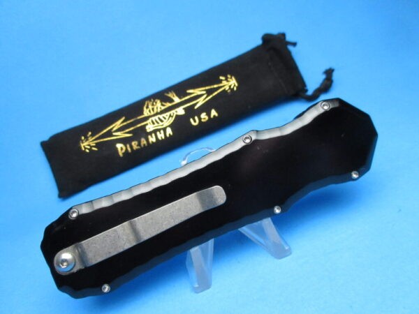 PIRANHA EXCALIBUR BLACK HANDLE STONEWASHED BLADE OTF - Image 6