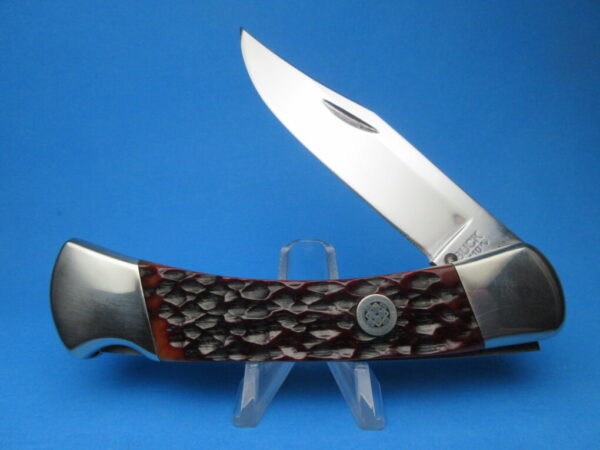 Custom Buck 110 Amber Jigged Bone Automatic Conversion Switchblade Knife