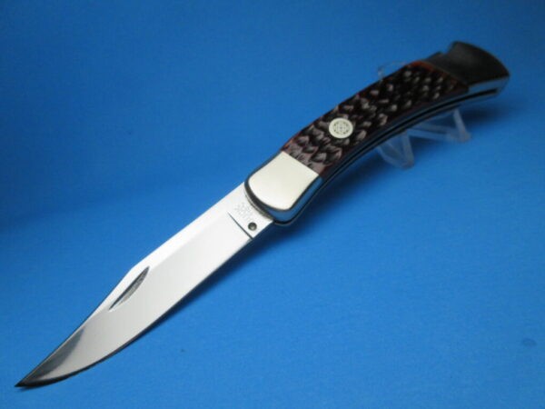 Custom Buck 110 Amber Jigged Bone Automatic Conversion Switchblade Knife - Image 4