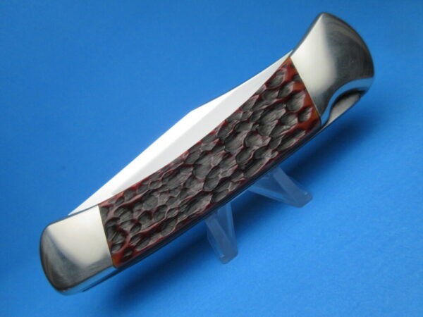 Custom Buck 110 Amber Jigged Bone Automatic Conversion Switchblade Knife - Image 5