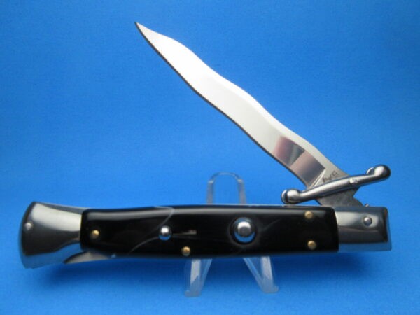 9" Black Marble Italian Kriss Stiletto Clone Switchblade Knife