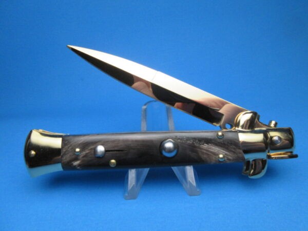 Frank Beltrame 9" Buffalo Horn Gold Bayonet Switchblade #2