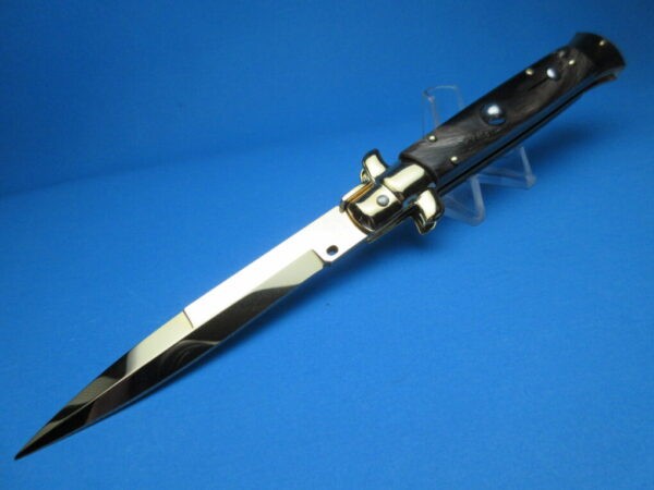 Frank Beltrame 9" Buffalo Horn Gold Bayonet Switchblade #2 - Image 3