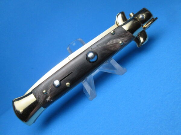 Frank Beltrame 9" Buffalo Horn Gold Bayonet Switchblade #2 - Image 5