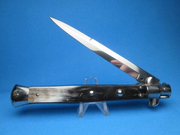 13" Italian Stiletto Buffalo Horn Bayonet Switchblade