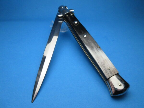 13" Italian Stiletto Buffalo Horn Bayonet Switchblade - Image 3