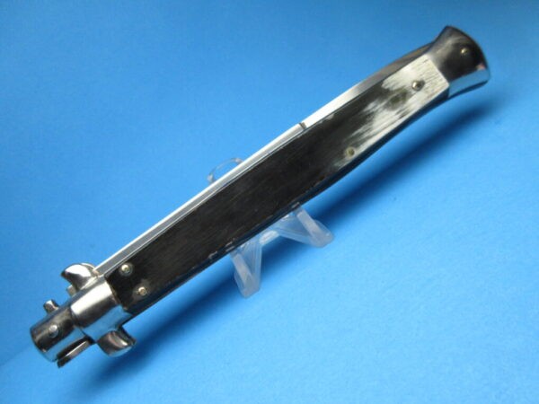 13" Italian Stiletto Buffalo Horn Bayonet Switchblade - Image 4