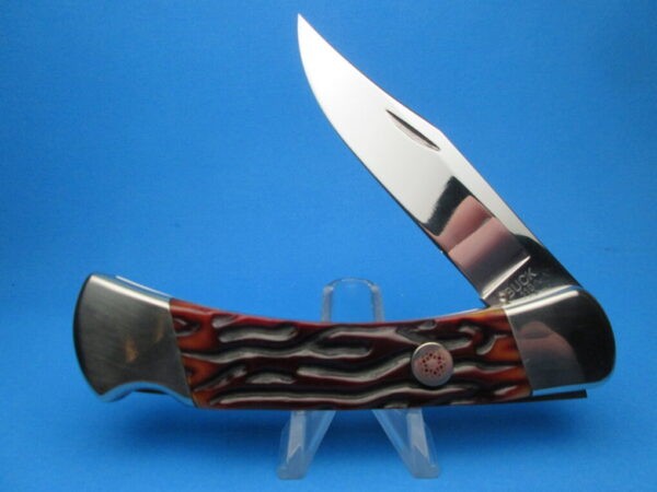 Custom Buck 110 Brown Jigged Bone Automatic Conversion Switchblade Knife