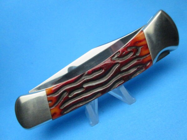 Custom Buck 110 Brown Jigged Bone Automatic Conversion Switchblade Knife - Image 4