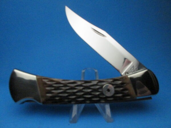 Custom Buck 110 Mahogany Jigged Bone Automatic Conversion Switchblade Knife