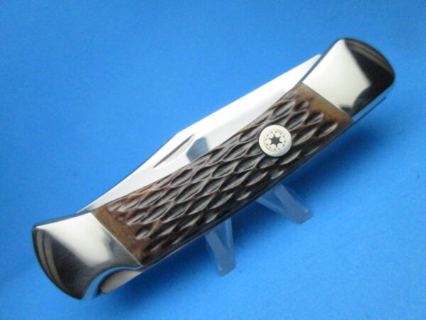 Custom Buck 110 Mahogany Jigged Bone Automatic Conversion Switchblade Knife - Image 4